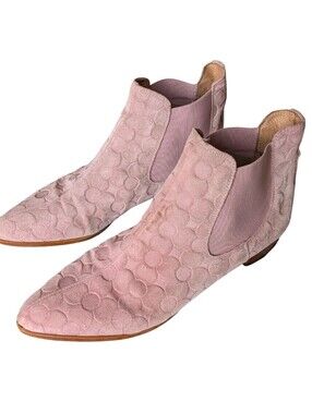 Anthropologie Women's Pink Suede Chelsea Ankle Boots 9 Floral Bohemian Casual